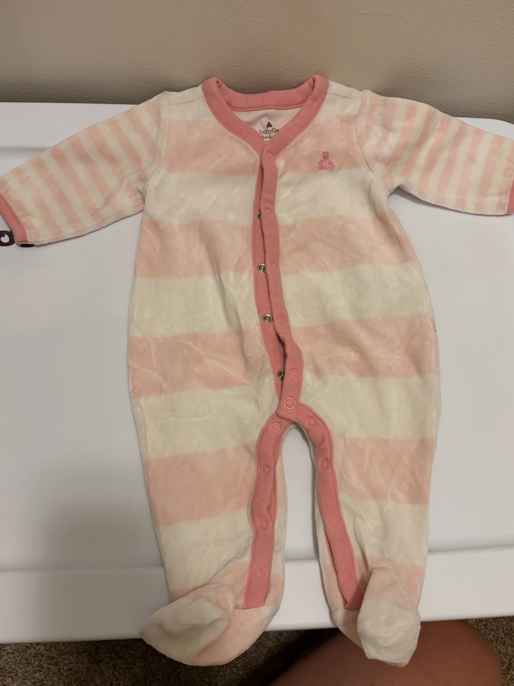 GAP Pink and Cream Striped Baby Footie